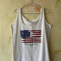 Бял мъжки потник с американското знаме 100% памук 🇺🇸 , снимка 1 - Тениски - 44767593