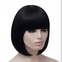 30 ЛЕВА ‼️ Черна къса перука с бретон - 30 см. ✔️  , снимка 2 - Аксесоари за коса - 38832219