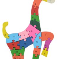 Дървен пъзел, жираф - цифри, азбука, мозайка, снимка 1 - Игри и пъзели - 40829742