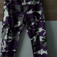 Маскировачен комуфлаж карго  панталон с лилаво, памучен с етикет, снимка 3 - Панталони - 35807336