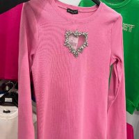 Дамски блузи 5 цвята сърце кристали рипс  , снимка 9 - Блузи с дълъг ръкав и пуловери - 42722167