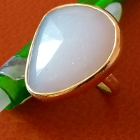 Сребърен пръстен с позлата и естествен камък- ахат, снимка 2 - Пръстени - 36155827