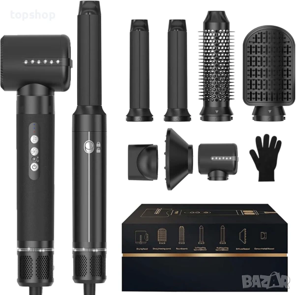 НОВ 7 в 1 високоскоростен сешоар с 110 000 оборота с дифузер, маша, термо четка, стилизиране на коса, снимка 1