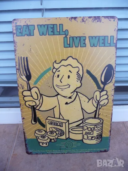 Метална табела добра храна добър живот хранене правилно чиста вода, снимка 1