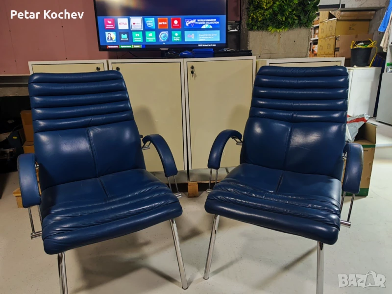 Офисни Посетителски столове в отлично състояние Сини, снимка 1