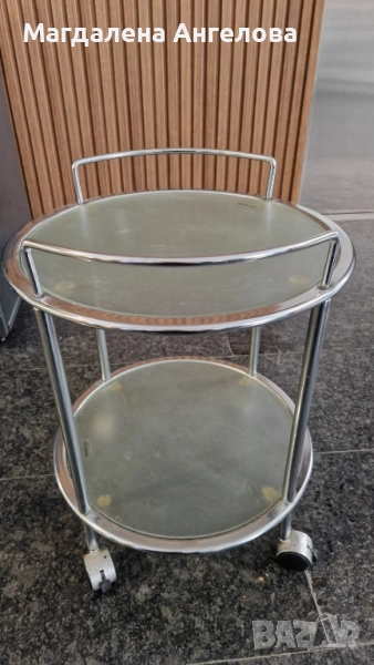 Малка, стъклена кръгла маса, снимка 1