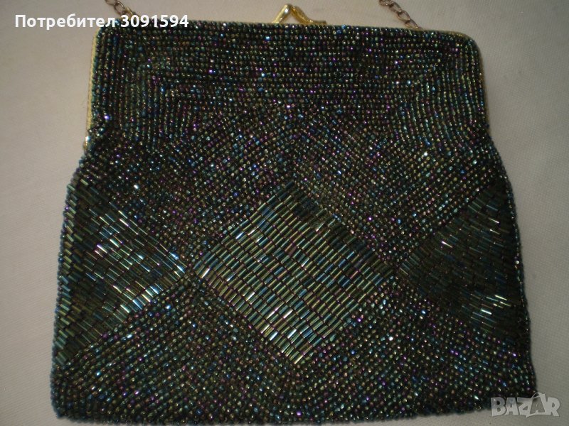 Ретро Дамска чанта портмоне стъклена мъниста хемелеон , снимка 1
