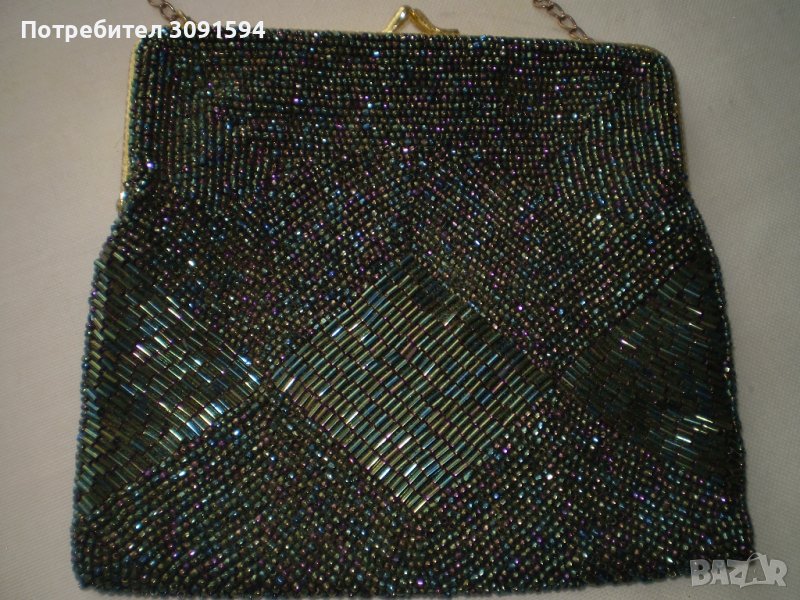 Ретро Дамска чанта портмоне стъклена мъниста хемелеон , снимка 1