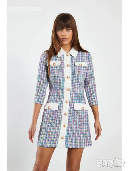 Glamorous - Рокля от туид с принт и джобове, снимка 1