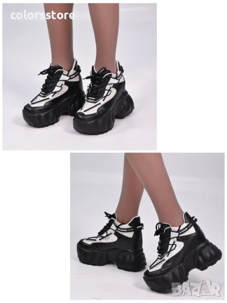 Кецове на платформа - черно с бяло - PA300 , снимка 1