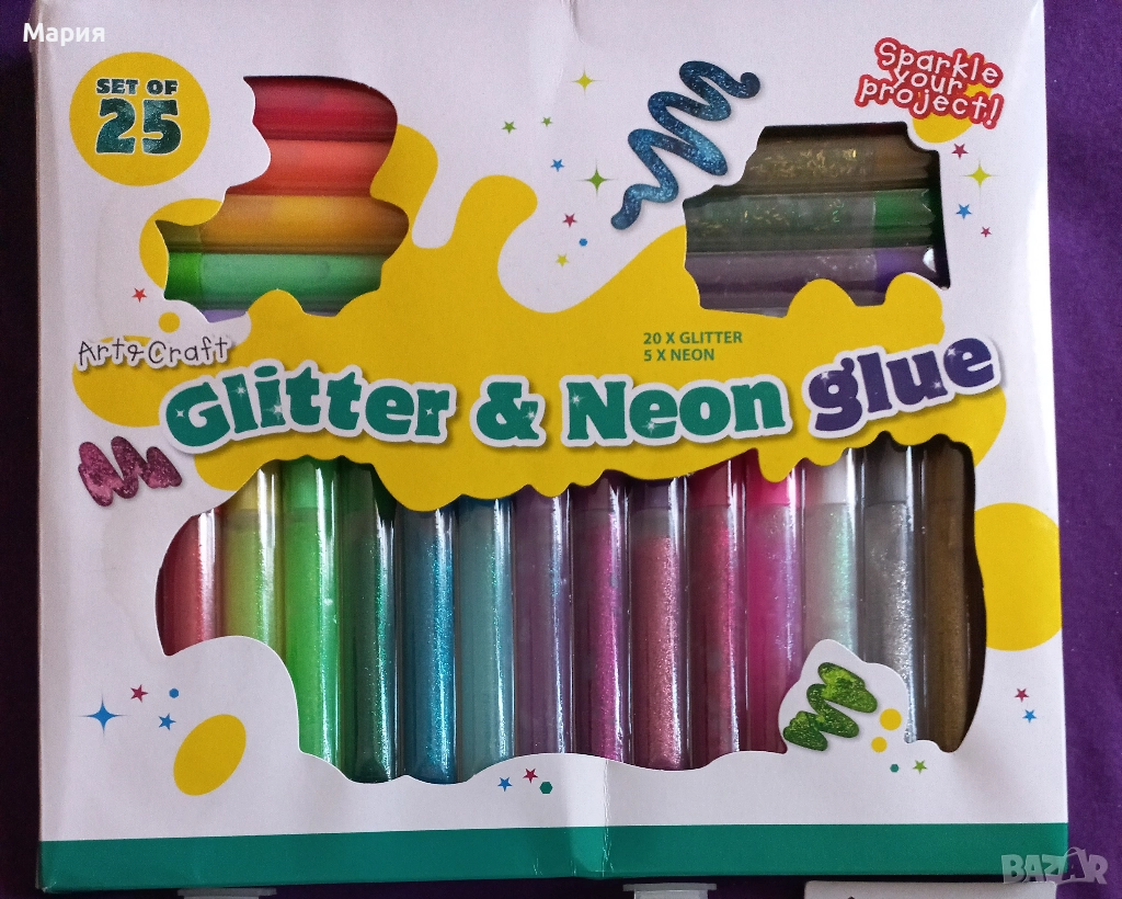 Лепилa цветни с брокат, пергел, снимка 1