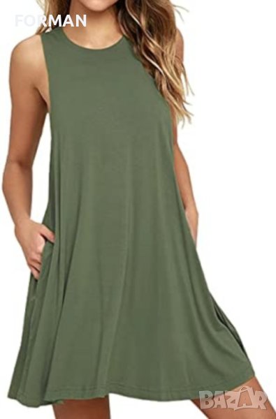Зелена рокля с джобчета, снимка 1