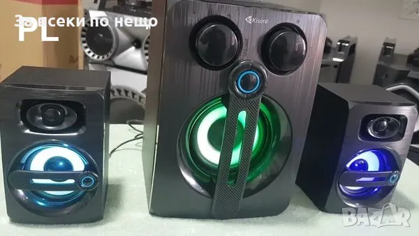 Тонколони Kisonli TM-9000A, Bluetooth, USB, AUX, SD, FM, 12W+2x5W, Черен, снимка 1