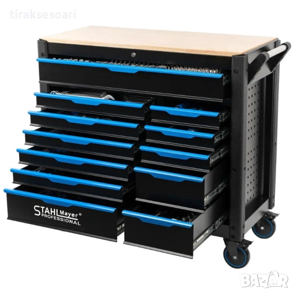 Количка с инструменти STAHLMAYER JUMBO XXL – професионален шкаф с 12 чекмеджета и 501 части, снимка 1