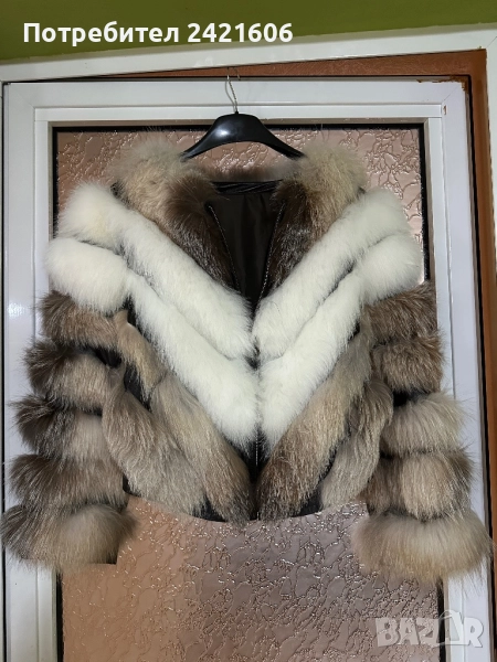 Ново! S кожено яке с естествен пух, снимка 1