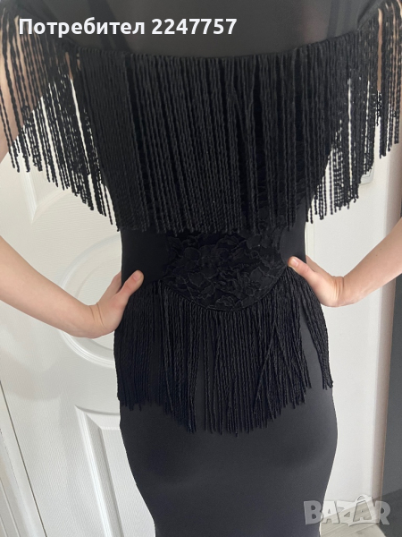 Официална рокля  с ресни размер S, снимка 1