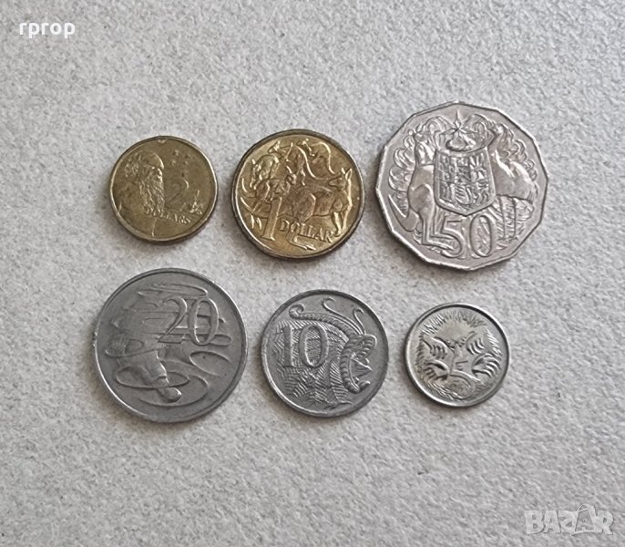 Монети. Австралия.  Лот .5, 10 ,20, 50 цента .  1 и 2 долара.6 бройки., снимка 1