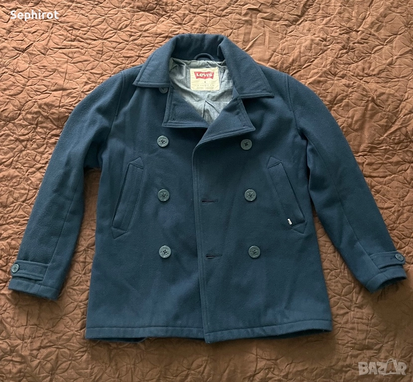 Levis мъжко вълнено Navy Blue палто, снимка 1