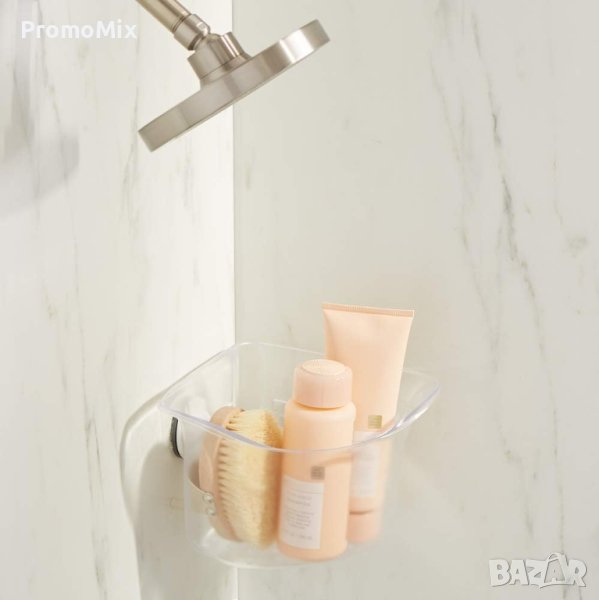 Ъглов органайзер за баня Amazon Basics 1012724-220-A60 ъглов рафт за баня с вендузи за стена душ каб, снимка 1