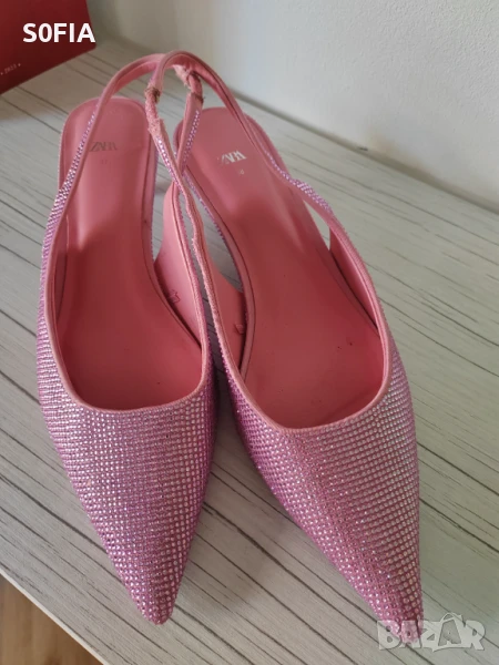 Zara 37 розови обувки с кристалина котешко токче, снимка 1