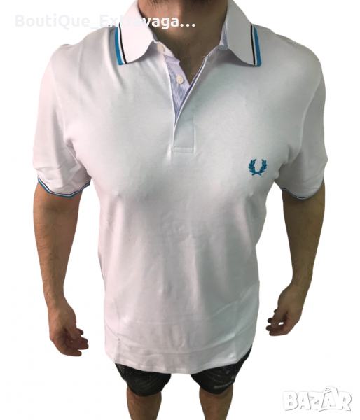 Мъжка тениска Fred Perry Polo White/Light Blue !!!, снимка 1