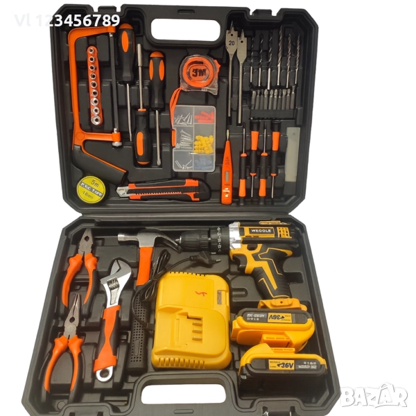 Комплект акумулаторен винтоверт WEGGLE 36V с аксесоари, снимка 1