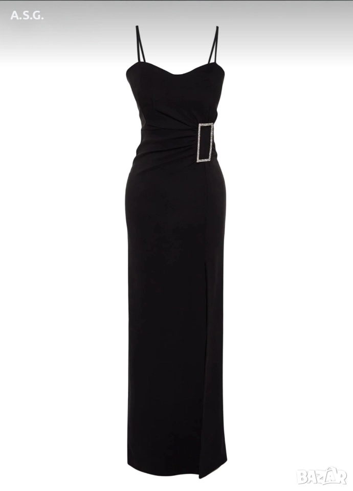 Елегантна дълга черна рокля, снимка 1