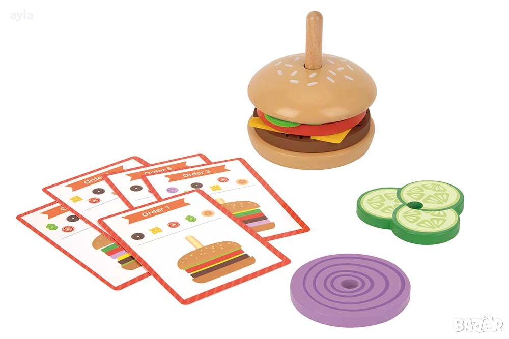 Дървена игра бургер, снимка 1