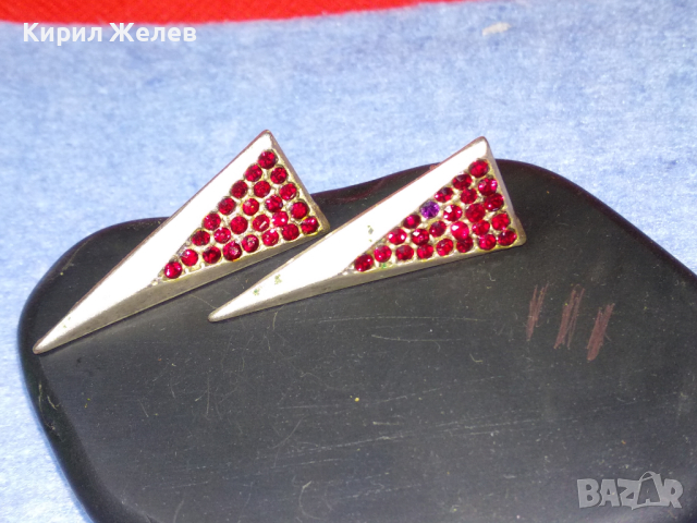 СКЪПОЦЕННИ ВИНТИДЖ АР ДЕКО МОДЕЛ ПОСРЕБРЕНИ МЕДНИ ОБЕЦИ с ФАСЕТИРАН ГРАНАТ КАМЪНИ 43304, снимка 2 - Обеци - 44661465