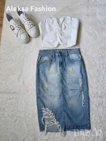 Дамска дънкова атрактивна пола