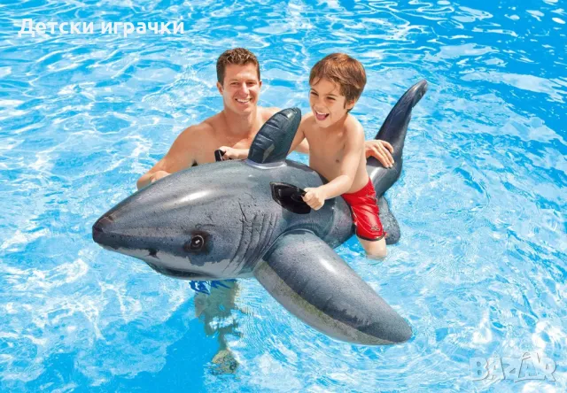 Детска надуваема акула Intex, 173х107 см, сива, снимка 1