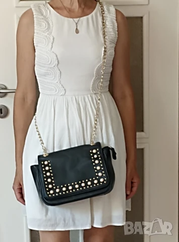 Дамска кожена чанта с перли, снимка 7 - Чанти - 50725182