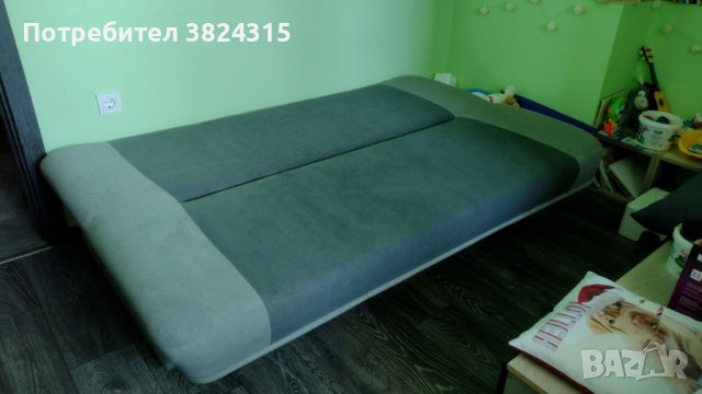 Разтегателен диван HEJLS сив, снимка 4 - Дивани и мека мебел - 42096984