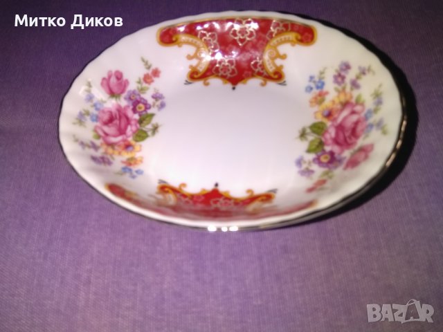 Bavaria alt mitterteich 1887 Germany art colection 24 K Gold маркова порцеланова чинийка 118х95х26мм, снимка 5 - Колекции - 44244420