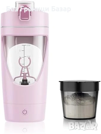 Нов Автоматичен шейкър за протеин 6000RPM USB-C 400мл розова бутилка
