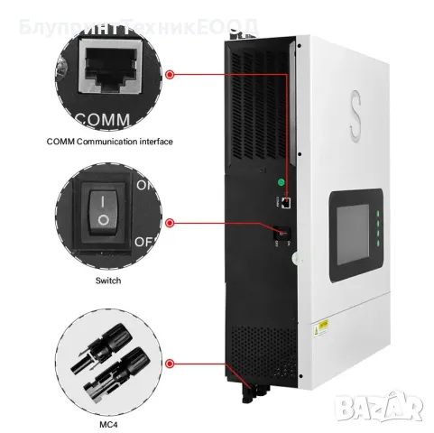 Соларен инвертор 10kw Хибрид / 11.5kw мрежови, 48V, 2Х MPPТ, монофазен, снимка 3 - Друга електроника - 41859840