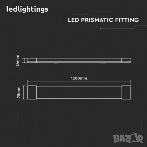 Линейно осветително тяло LED 40W 4000K 120см. V-TAC Samsung чип, снимка 6 - Лампи за таван - 36111918