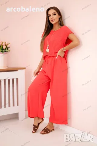 Дамски вискозен комплект от две части, плисирана блуза + панталон, 13цвята , снимка 13 - Комплекти - 50322715