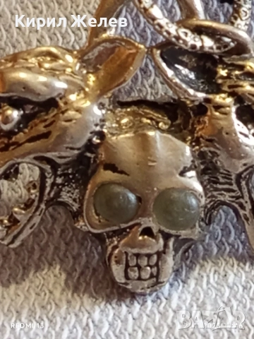 КОЛИЕ с ВИСУЛКА във ФОРМАТА на ДВЕ ВЪЛЧИ ГЛАВИ и ЧЕРЕП 42450, снимка 4 - Колиета, медальони, синджири - 52492456