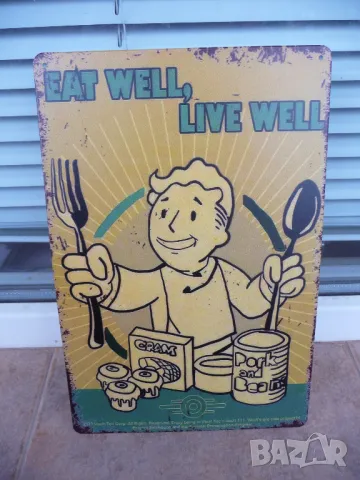 Метална табела добра храна добър живот хранене правилно чиста вода