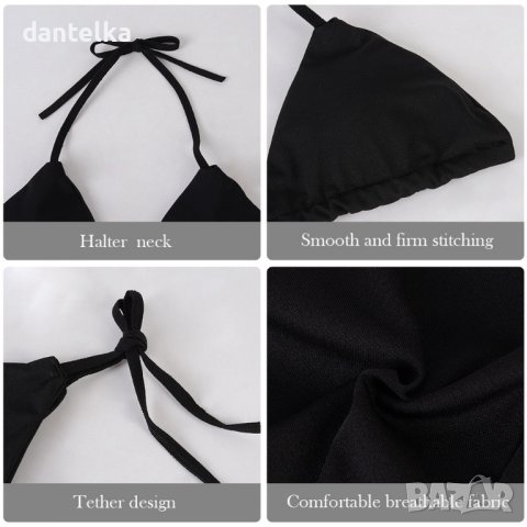 V48, Промоция, Класически черен бански със секси кройка от две части, Секси Бански, Дамски бански, снимка 3 - Бански костюми - 40640972