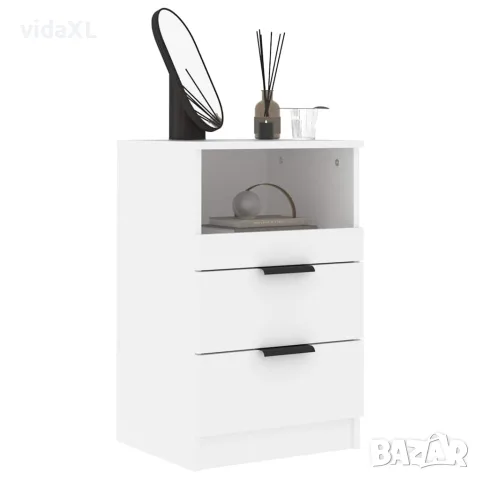 vidaXL Нощни шкафчета, 2 бр, бели, инженерно дърво, снимка 9 - Шкафове - 56148002