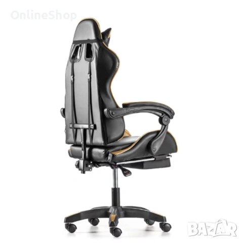 Стилен геймърски стол с масажна възглавница в златисто -GOLD, снимка 9 - Геймърски - 53314544