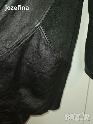Черно сако от естествена кожа, снимка 4 - Палта, манта - 41124722