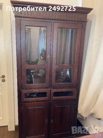 Мебели масив тиково дърво махагон скрин шкаф библиотека бюфет, снимка 3 - Шкафове - 48833237
