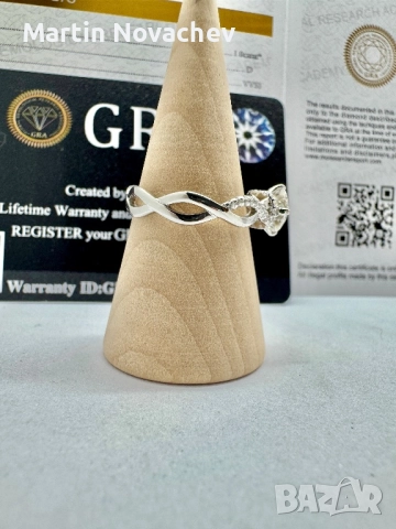 Сребърен пръстен с мойсанит (Диамант) 1 карат, снимка 5 - Пръстени - 51684521