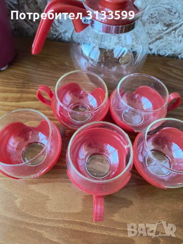 Кана и 5 чаши за кафе/чай на JENA GLAS, снимка 3 - Чаши - 44927695