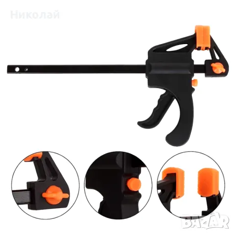 Комплект 2 бр. Бързи стяги 20 см. стяга за дърво , метал , стяга с обратни челюсти, снимка 2 - Стяги - 48400782