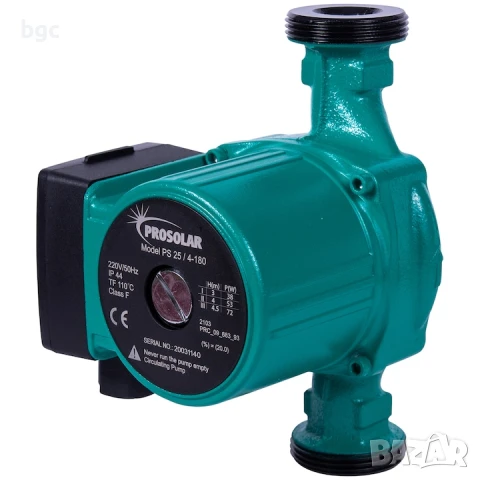 Помпа за рециркулация на чиста вода PRO-SOLAR PS 25/4G -180, 220 V, IP 44 - 24 месеца гаранция , снимка 4 - Водни помпи - 50469875