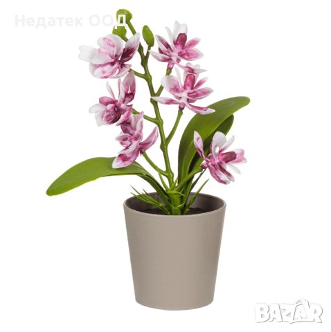 Декоративна пластмасова саксия с изкуствена орхидея, 6x17см